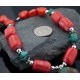 Large Certified Authentic Navajo Native .925 Sterling Silver  Turquoise and Coral Native American Necklace 390590009972