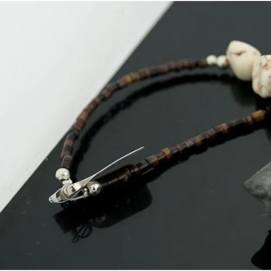 Large Certified Authentic Navajo Native .925 Sterling Silver White Howlite and Gaspeite Native American Necklace 390582334976