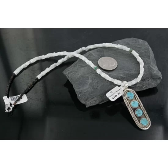 Large Handmade Certified Authentic Navajo .925 Sterling Silver Natural Mother of Pearl Turquoise Native American Necklace & Pendant 370924560570 Large Handmade Certified Authentic Navajo .925 Sterling Silver Natural Mother of Pearl Turquoise Native American Necklace & Pendant 370924560570
