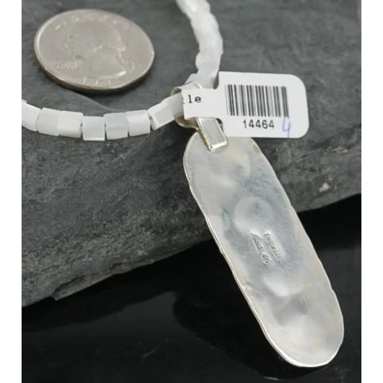 Large Handmade Certified Authentic Navajo .925 Sterling Silver Natural Mother of Pearl Turquoise Native American Necklace & Pendant 370924560570 Large Handmade Certified Authentic Navajo .925 Sterling Silver Natural Mother of Pearl Turquoise Native American Necklace & Pendant 370924560570