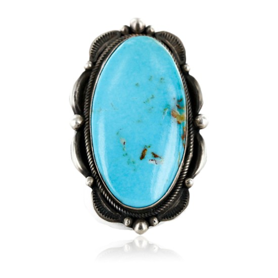 Large Handmade Certified Authentic Navajo .925 Sterling Silver Natural Turquoise Native American Ring 16343