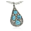 Large Handmade Certified Authentic Navajo .925 Sterling Silver Turquoise Native American Necklace 370921822084