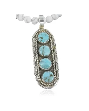 Large Handmade Certified Authentic Navajo .925 Sterling Silver Turquoise Native American Necklace 370922123729