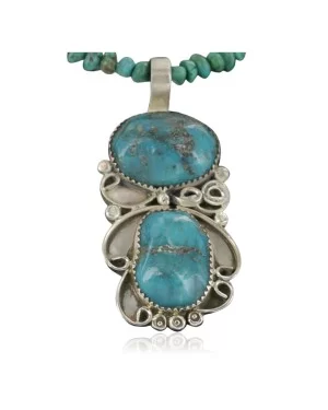 Large Handmade Certified Authentic Navajo .925 Sterling Silver Turquoise Native American Necklace 370928553310