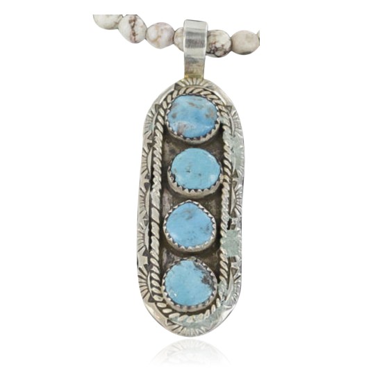 Large Handmade Certified Authentic Navajo .925 Sterling Silver Turquoise Native American Necklace 390686936504