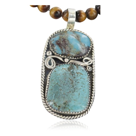 Large Handmade Certified Authentic Navajo .925 Sterling Silver Turquoise Native American Necklace 390686986667