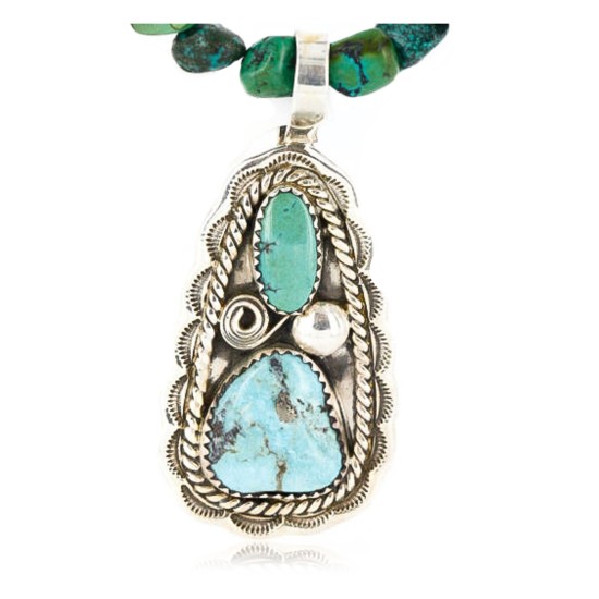Large Handmade Certified Authentic Navajo .925 Sterling Silver Turquoise Native American Necklace 390803765528