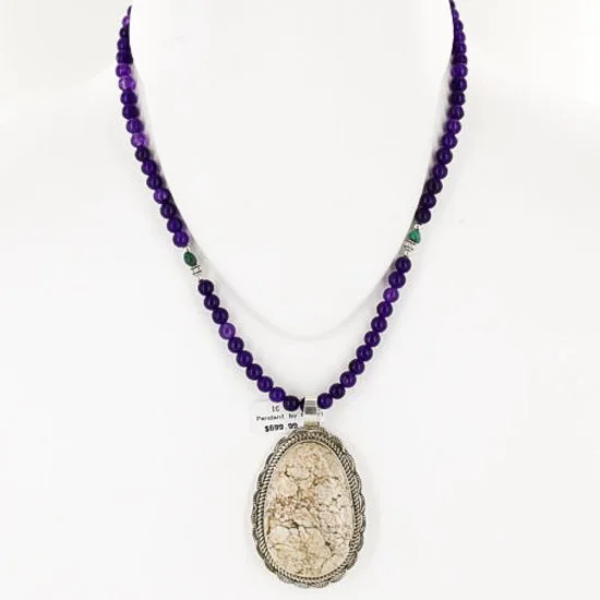 Large Handmade Certified Authentic Navajo .925 Sterling Silver WHITE Turquoise Native American Necklace 370982758302 Large Handmade Certified Authentic Navajo .925 Sterling Silver WHITE Turquoise Native American Necklace 370982758302