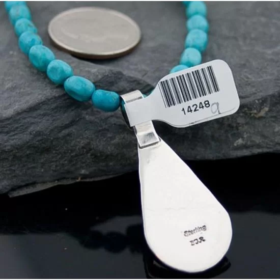 Large Handmade Certified Authentic Navajo Native .925 Sterling Silver Turquoise and Spiny Oyster Native American Necklace 370801014475 Large Handmade Certified Authentic Navajo Native .925 Sterling Silver Turquoise and Spiny Oyster Native American Necklace 370801014475