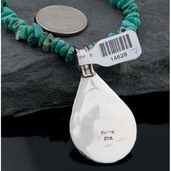 Large Handmade Certified Authentic Navajo Native .925 Sterling Silver Turquoise Native American Necklace 390567637764 Large Handmade Certified Authentic Navajo Native .925 Sterling Silver Turquoise Native American Necklace 390567637764