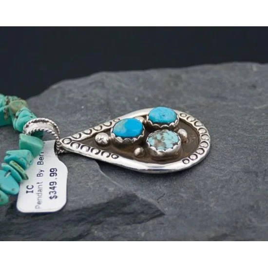 Large Handmade Certified Authentic Navajo Native .925 Sterling Silver Turquoise Native American Necklace 390567637764 Large Handmade Certified Authentic Navajo Native .925 Sterling Silver Turquoise Native American Necklace 390567637764