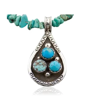 Large Handmade Certified Authentic Navajo Native .925 Sterling Silver Turquoise Native American Necklace 390567637764