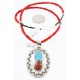 Large HANDMADE Certified Authentic Navajo Nickel Beauty Turquoise and CORAL Native American Necklace 371104957476