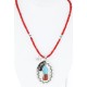 Large HANDMADE Certified Authentic Navajo Nickel Beauty Turquoise and CORAL Native American Necklace 371104957476