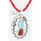 Large HANDMADE Certified Authentic Navajo Nickel Beauty Turquoise and CORAL Native American Necklace 371104957476 Large HANDMADE Certified Authentic Navajo Nickel Beauty Turquoise and CORAL Native American Necklace 371104957476