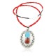 Large HANDMADE Certified Authentic Navajo Nickel Beauty Turquoise and CORAL Native American Necklace 371104957476