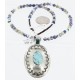 Large HANDMADE Certified Authentic Navajo Nickel Beauty Turquoise Native American Necklace 390887096196