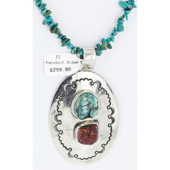 Large HANDMADE Certified Authentic Navajo Nickel CORAL and Turquoise Native American Necklace 371115142357 Large HANDMADE Certified Authentic Navajo Nickel CORAL and Turquoise Native American Necklace 371115142357