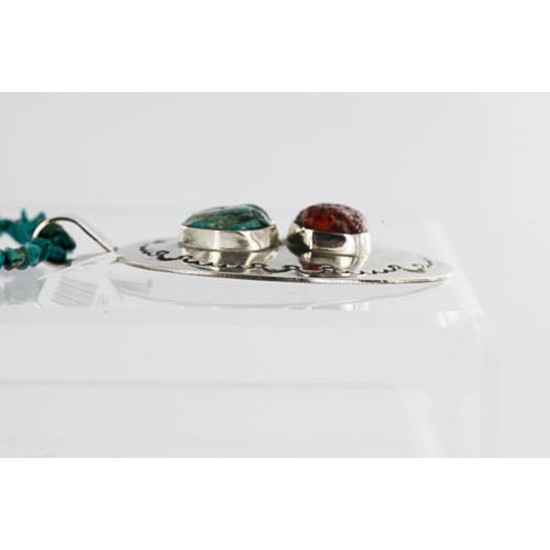 Large HANDMADE Certified Authentic Navajo Nickel CORAL and Turquoise Native American Necklace 371115142357 Large HANDMADE Certified Authentic Navajo Nickel CORAL and Turquoise Native American Necklace 371115142357