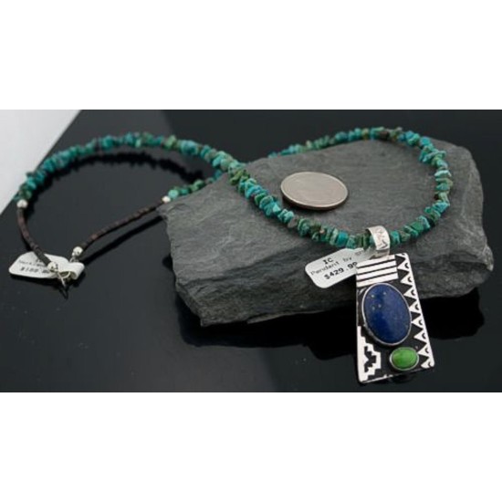 Large Handmade Mountain Certified Authentic Navajo .925 Sterling Silver Natural LAPIS and Turquoise Native American Necklace 370797836049 Large Handmade Mountain Certified Authentic Navajo .925 Sterling Silver Natural LAPIS and Turquoise Native American Necklace 370797836049