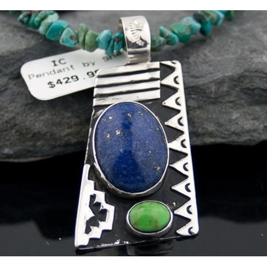 Large Handmade Mountain Certified Authentic Navajo .925 Sterling Silver Natural LAPIS and Turquoise Native American Necklace 370797836049 Large Handmade Mountain Certified Authentic Navajo .925 Sterling Silver Natural LAPIS and Turquoise Native American Necklace 370797836049
