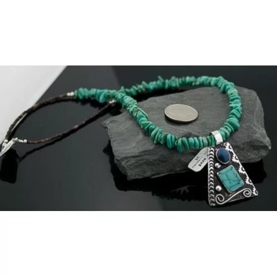Large Handmade Mountain Certified Authentic Navajo Native .925 Sterling Silver LAPIS and Turquoise Native American Necklace 390574579651 Large Handmade Mountain Certified Authentic Navajo Native .925 Sterling Silver LAPIS and Turquoise Native American Necklace 390574579651