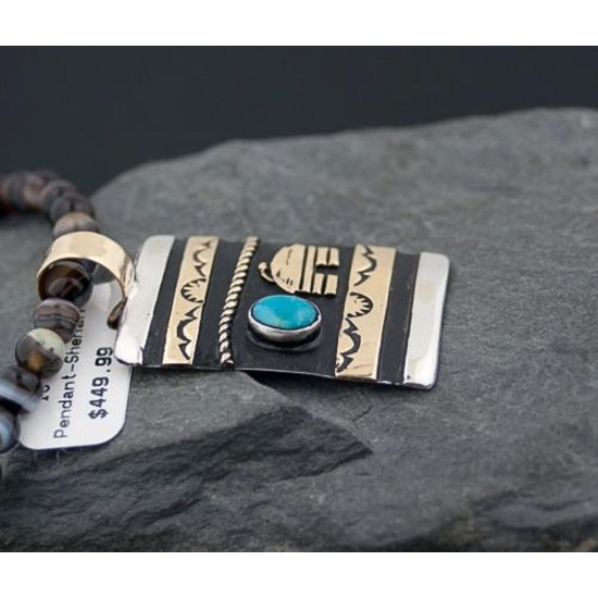 Large Handmade VillageCertified Authentic Navajo .925 Sterling Silver 12kt Gold Filled Turquoise Native American Necklace 390585942451 Large Handmade VillageCertified Authentic Navajo .925 Sterling Silver 12kt Gold Filled Turquoise Native American Necklace 390585942451