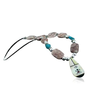 Large Inlay KACHINACertified Authentic Navajo .925 Sterling Silver Turquoise and Jasper Native American Necklace 390614371977 Large Inlay KACHINACertified Authentic Navajo .925 Sterling Silver Turquoise and Jasper Native American Necklace 390614371977