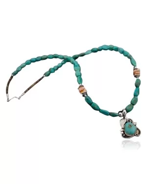 Leaf Handmade Certified Authentic Navajo .925 Sterling Silver Natural Turquoise Native American Necklace 370838744993 Leaf Handmade Certified Authentic Navajo .925 Sterling Silver Natural Turquoise Native American Necklace 370838744993