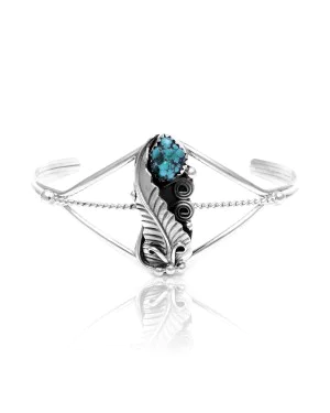 Leaf Natural Turquoise .925 Sterling Silver Certified Authentic Navajo Native American Handmade Cuff Bracelet 13088 Leaf Natural Turquoise .925 Sterling Silver Certified Authentic Navajo Native American Handmade Cuff Bracelet 13088
