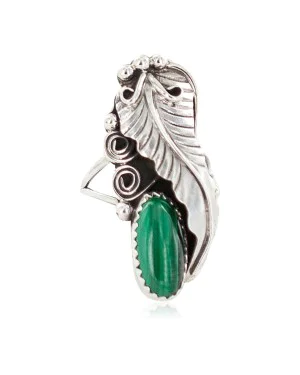 Leaf Navajo .925 Sterling Silver Certified Authentic Handmade Natural Malachite Native American Ring Size 6 1/2 13116-4 Leaf Navajo .925 Sterling Silver Certified Authentic Handmade Natural Malachite Native American Ring Size 6 1/2 13116-4