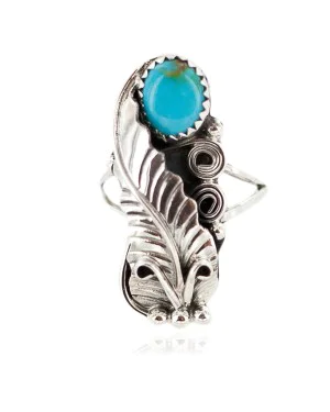 Leaf Navajo .925 Sterling Silver Certified Authentic Handmade Natural Turquoise Native American Ring Size 6 13090-1 Leaf Navajo .925 Sterling Silver Certified Authentic Handmade Natural Turquoise Native American Ring Size 6 13090-1