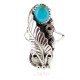 Leaf Navajo .925 Sterling Silver Certified Authentic Handmade Natural Turquoise Native American Ring Size 8 13090-4