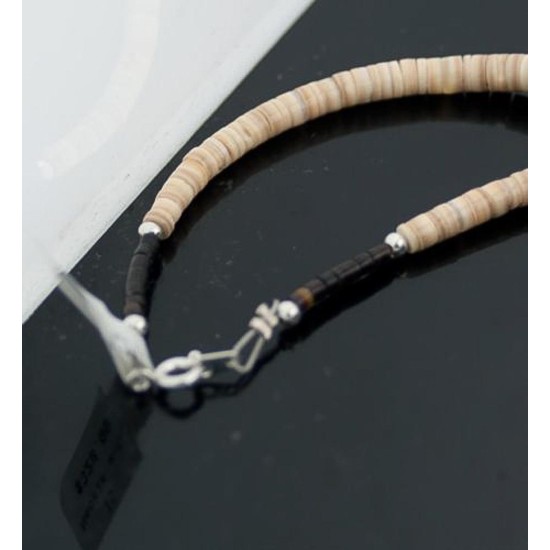  Navajo Native .925 Sterling Silver Graduated Melon Shell and Turquoise Native American Necklace 390594947362