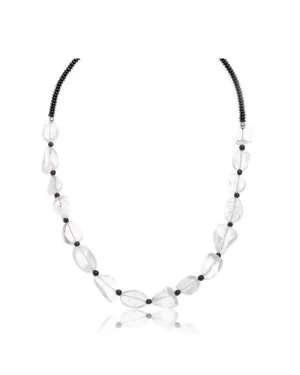 Natural Quartz and Hematite .925 Sterling Silver Certified Authentic Navajo Native American Necklace 25313-1