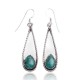Natural Turquoise .925 Sterling Silver Certified Authentic Navajo Native American Handmade Dangle Earrings 97005