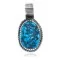Natural Turquoise .925 Sterling Silver Certified Authentic Navajo Native American Handmade Pendant 18174-2