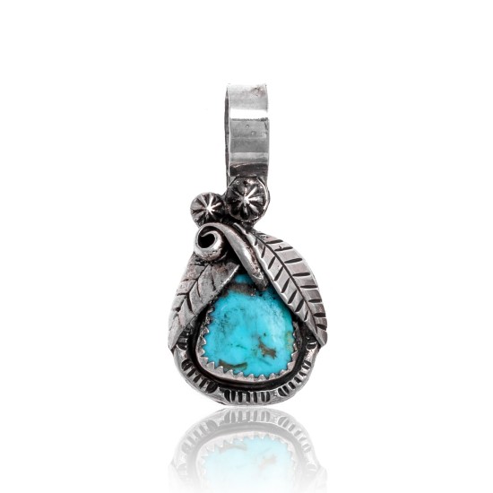Natural Turquoise .925 Sterling Silver Certified Authentic Navajo Native American Handmade Pendant 24552 Pendants 371016874341 24552 (by LomaSiiva)
