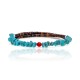 Natural Turquoise and Coral Certified Authentic Navajo Native American Adjustable Wrap Bracelet 22131