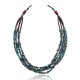 Natural Turquoise and Red Jasper .925 Sterling Silver Certified Authentic Navajo Native American 5 Strand Necklace 17011