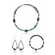 Natural Turquoise Certified Authentic Navajo Native American Adjustable Bracelet Choker Necklace and Dangle Earrings Set 25498-12732-14-13009