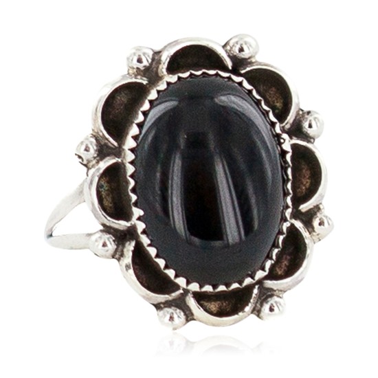 Navajo .925 Sterling Silver Certified Authentic Handmade Natural Black Onyx Native American Ring Size 9 13115-1 Navajo .925 Sterling Silver Certified Authentic Handmade Natural Black Onyx Native American Ring Size 9 13115-1