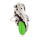 Navajo .925 Sterling Silver Certified Authentic Handmade Natural Gaspeite Native American Ring Size 7 1/2 13116-3