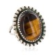 Navajo .925 Sterling Silver Certified Authentic Handmade Natural Tigers Eye Native American Ring Size 8 18203-2