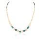 Navajo .925 Sterling Silver Natural Graduated Melon Shell Turquoise Native American Necklace 16079