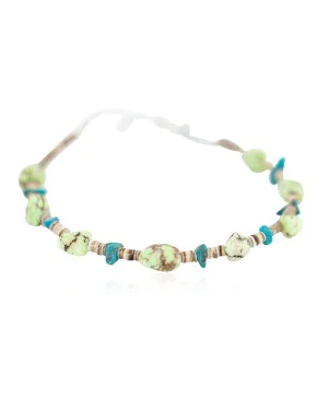 Navajo .925 Sterling Silver Certified Authentic Natural Turquoise Gaspeite Native American Bracelet  92015-1