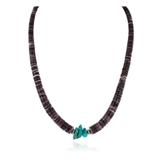 Navajo .925 Sterling Silver Certified Authentic Natural Turquoise Graduated Heishi Native American Necklace 95004-8 Navajo .925 Sterling Silver Certified Authentic Natural Turquoise Graduated Heishi Native American Necklace 95004-8