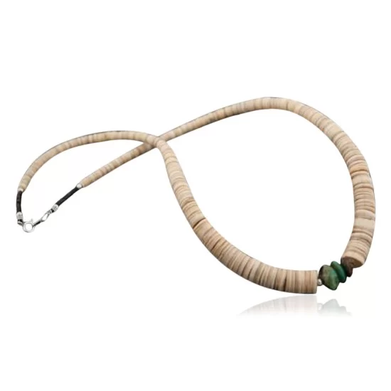 Navajo .925 Sterling Silver Graduated Heishi and Natural Turquoise Native American Necklace 7501006-3 Navajo .925 Sterling Silver Graduated Heishi and Natural Turquoise Native American Necklace 7501006-3