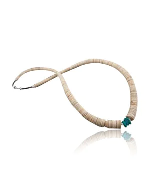  Navajo .925 Sterling Silver Graduated Heishi and Natural Turquoise Native American Necklace 7501006-6