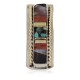 Navajo .925 Sterling Silver Handmade Certified Authentic Inlaid Natural Black Onyx Mother of Pearl Spiny Oyster Turquoise Native American Nickel and Brass Money Clip 91001-9